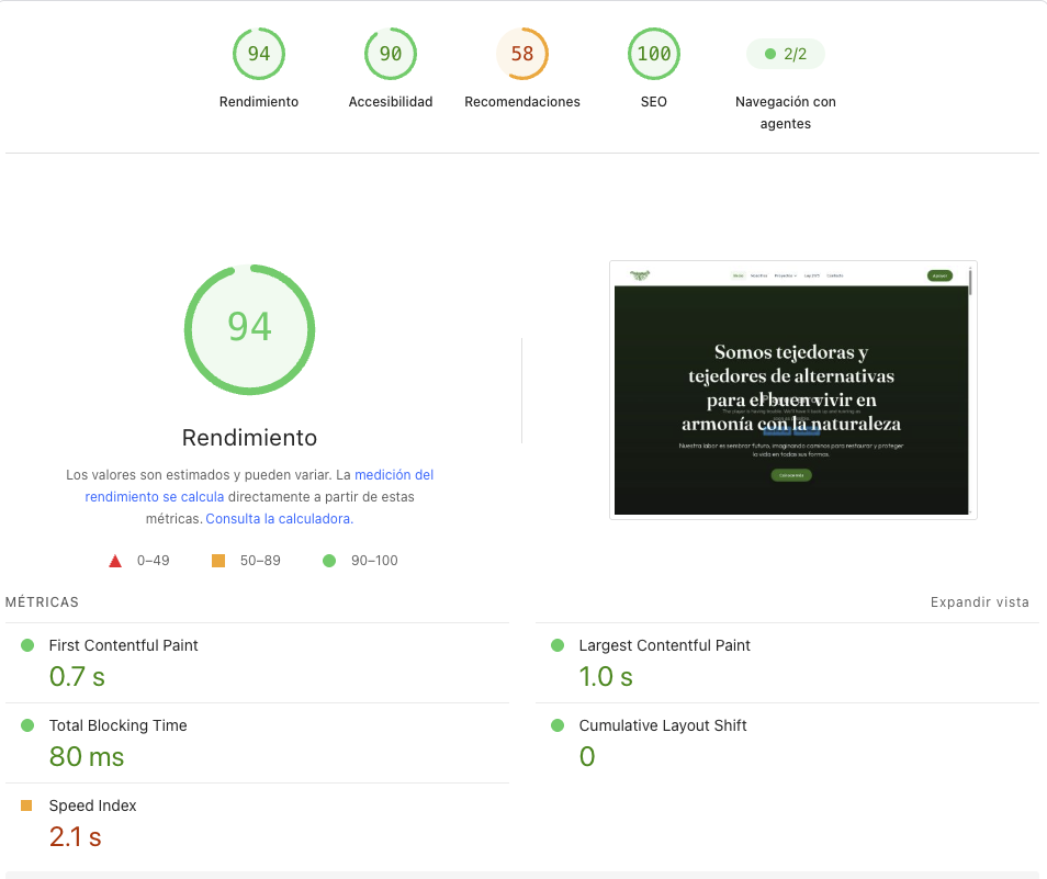 Page speed scoring despues